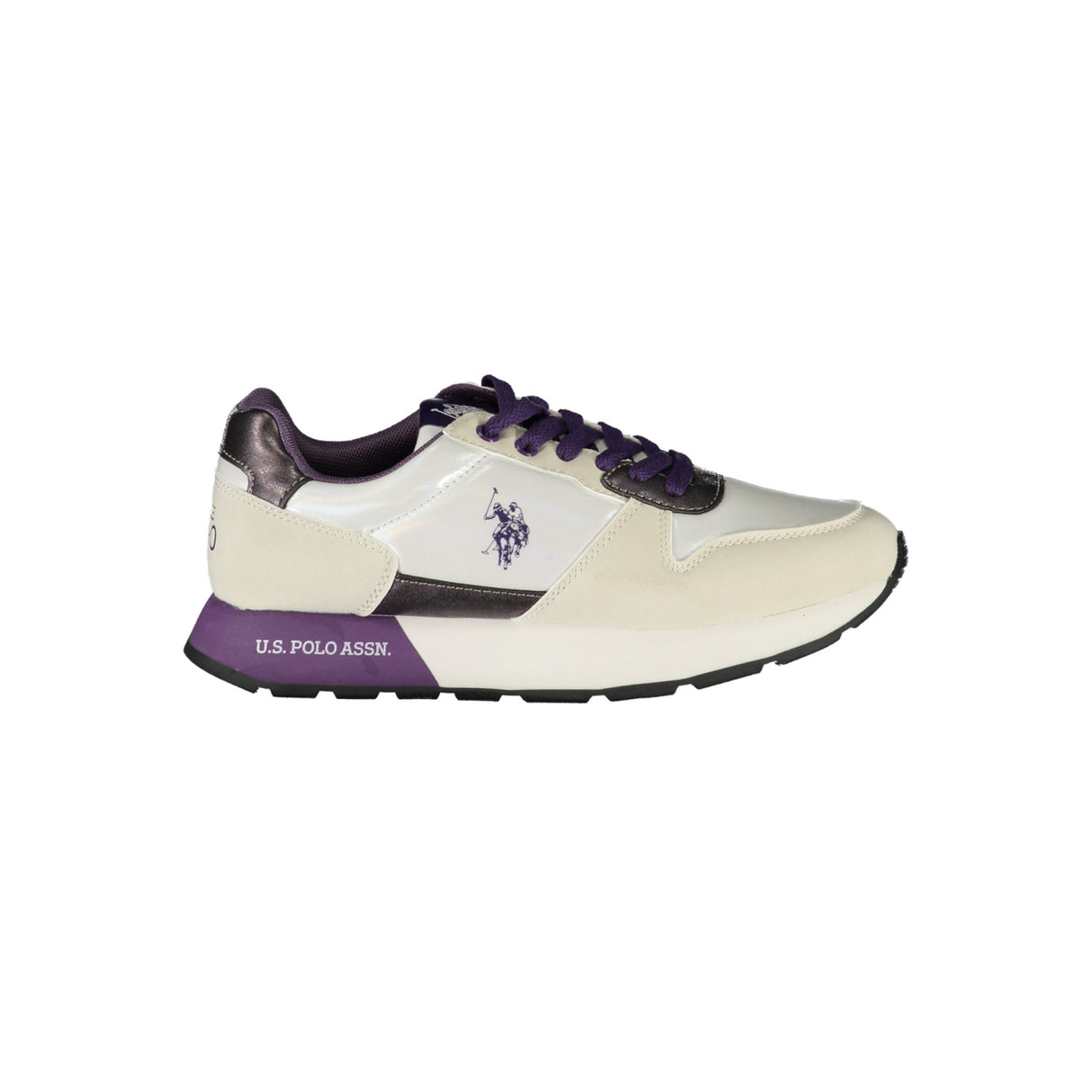 U.S. Polo Sneakers White with Purple Details - Women's