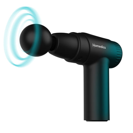 Homedics PGM-45BK Novo Mini Massage Gun Heated Percussion with 4 Massage Heads & Travel Case