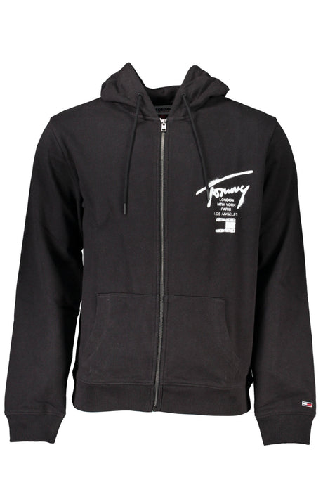 TOMMY HILFIGER MEN'S BLACK ZIPPED SWEATSHIRT