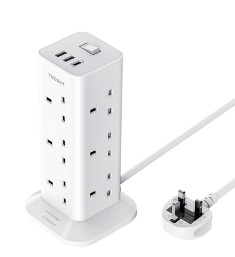 Tessan 12 Gang Extension 3 USB 2m 13A TPS04-UK-C