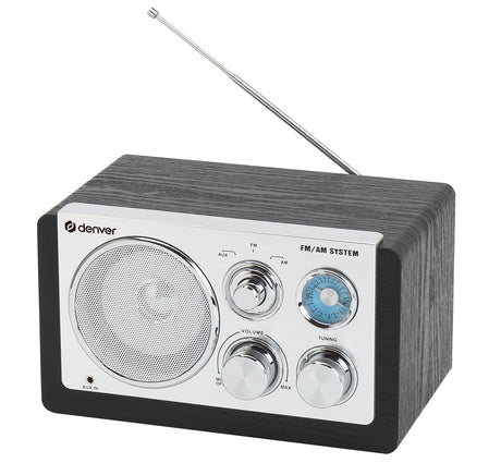 Denver TR-63B Black FM/AM Radio With Analogue Tuning (Works via Mains or 4xAA Batteries)