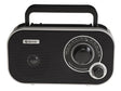 Denver TR-51B Black Portable FM Radio with Telescopic Antenna & Analogue Tuning (works with Mains Power or 4xAA Batteries)