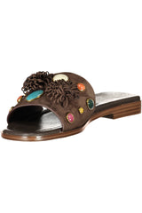 TWINSET WOMEN'S BROWN SLIPPER FOOTWEAR