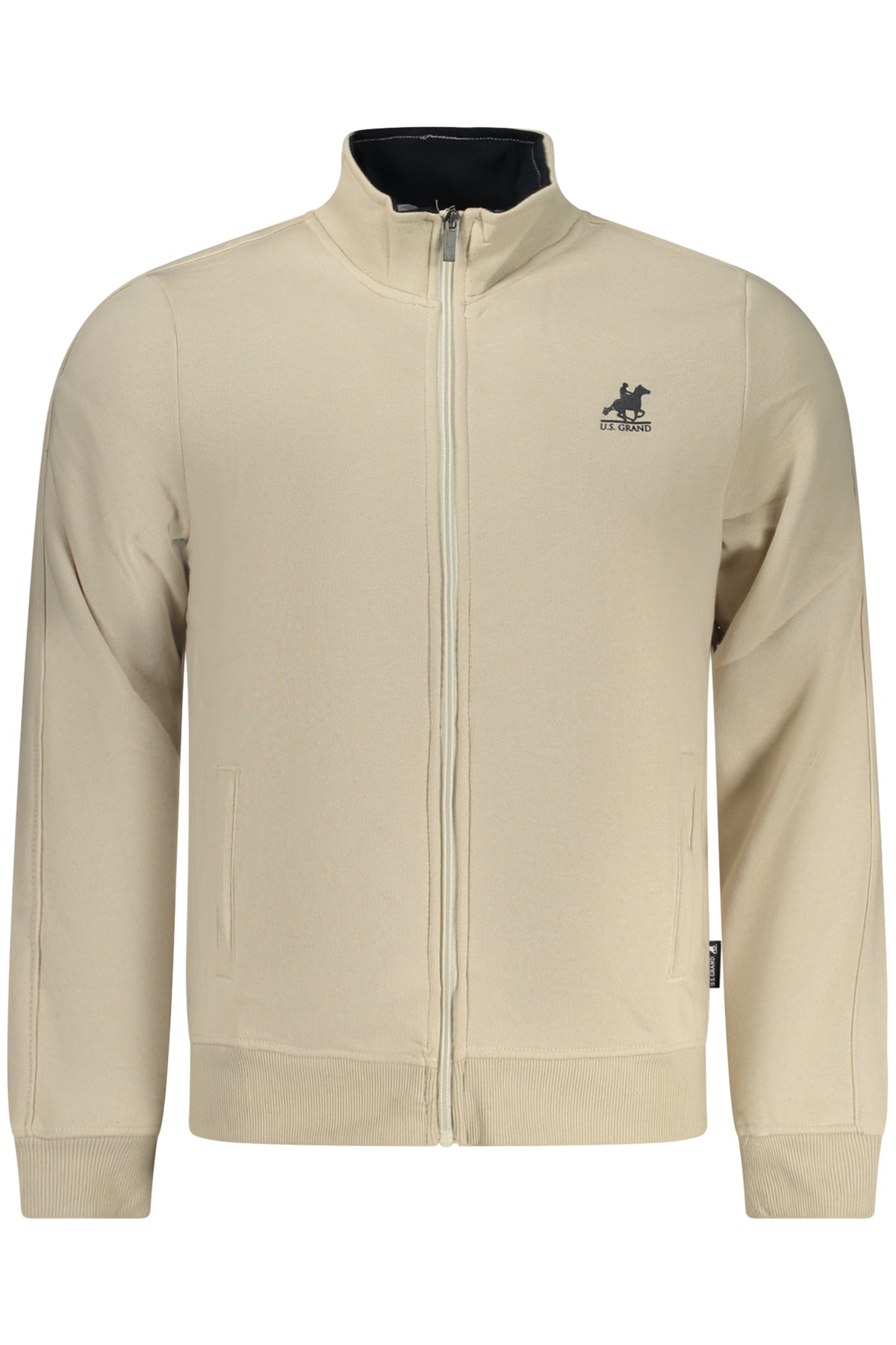 US GRAND MEN'S BEIGE ZIP-UP SWEATSHIRT