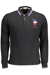 US POLO ASSN. MEN'S LONG-SLEEVED POLO SHIRT, BLACK