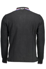 US POLO ASSN. MEN'S LONG-SLEEVED POLO SHIRT, BLACK