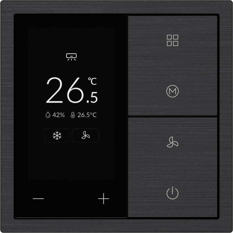 HDL Panel XELENT SERIES Black Thermostat 4 Button OLED