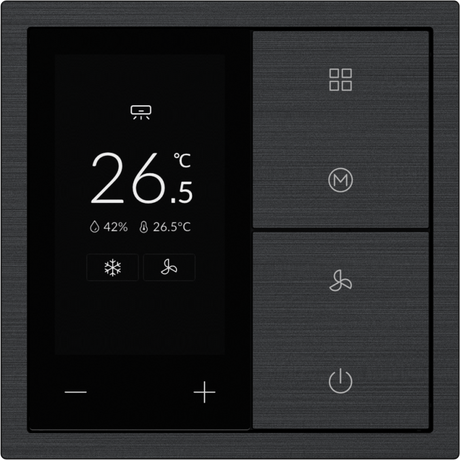 HDL Panel XELENT SERIES Black Thermostat 4 Button OLED