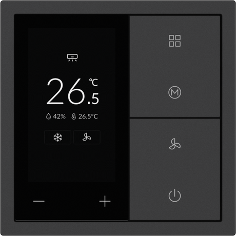 HDL Panel XELENT SERIES Charcoal Grey Thermostat 4 Button OLED (Plastic)