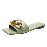 Women Slippers Causal Ladies Square Toe Flat Outdoor - Atlantic Shopping Mall