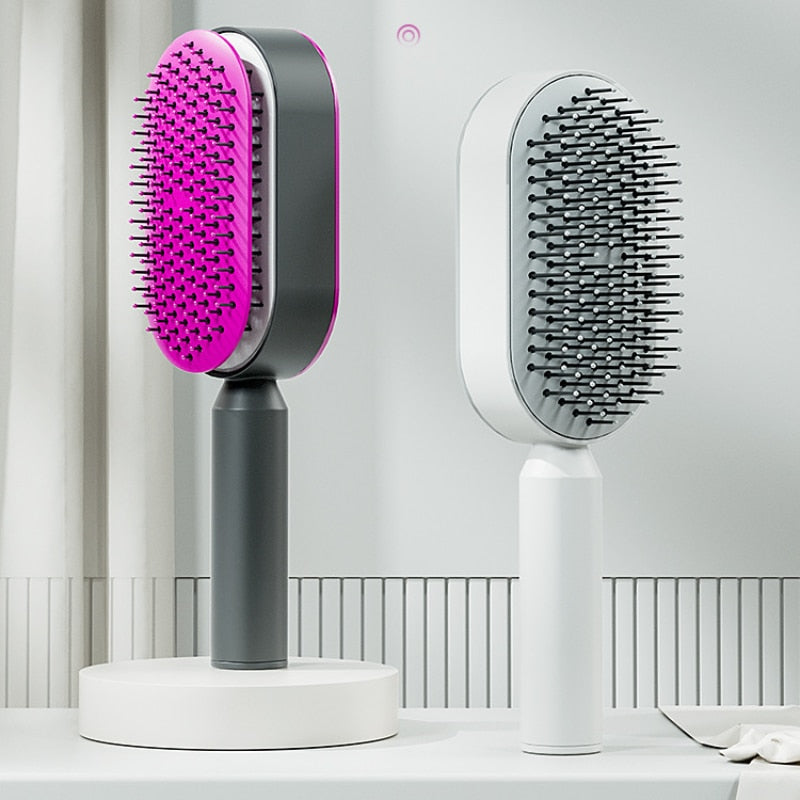 Brosse à cheveux antistatique autonettoyante