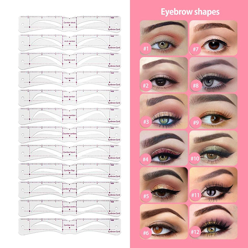 12Styles Reusable DIY Eyebrow Stencil Set