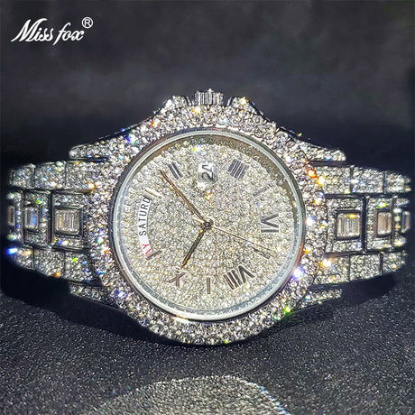 Men's Calendar Quartz  Diamond Watch - Atlantic Shopping Mall