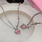 Sweet Pink Heart Crystal Necklace - Atlantic Shopping Mall