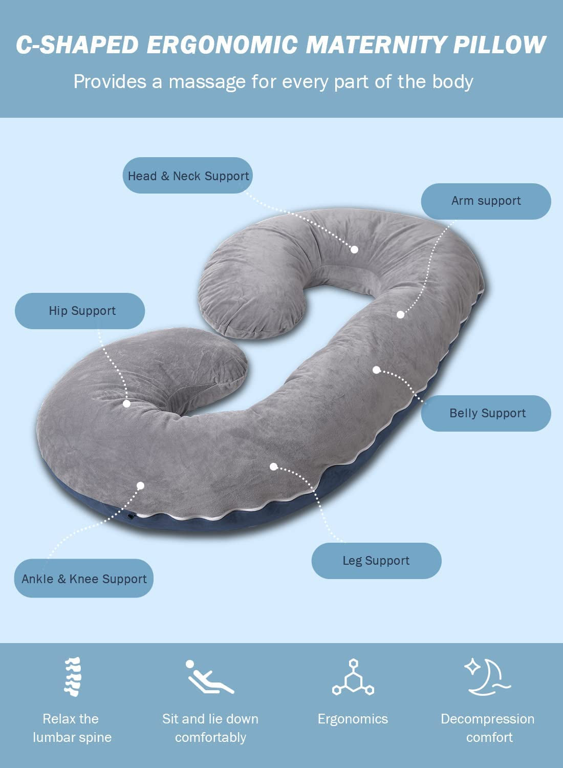 C-Shaped Body Pregnancy Pillow - Atlantic Shopping Mall