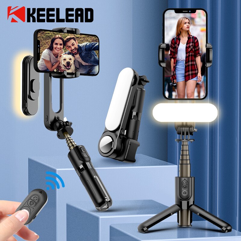 Gimbal estabilizador selfie stick tripé com luz de preenchimento sem fio bluetooth para huawei xiaomi iphone 13 celular smartphone