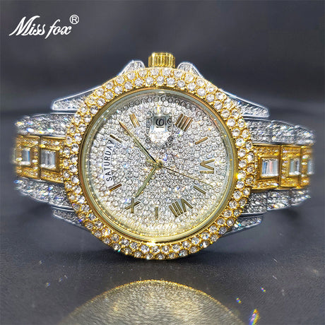 Men's Calendar Quartz  Diamond Watch - Atlantic Shopping Mall