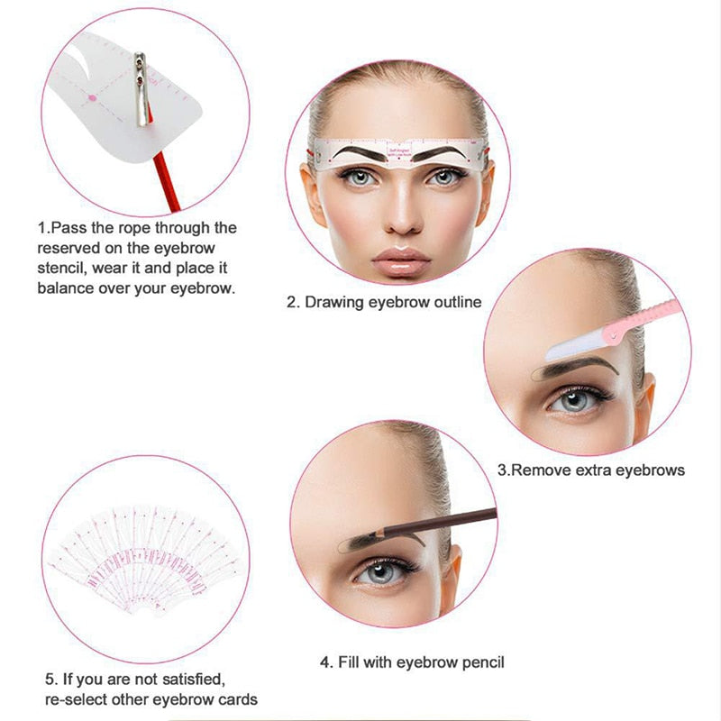 Ensemble de pochoirs à sourcils DIY réutilisables, 12 styles