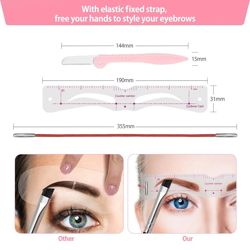 Ensemble de pochoirs à sourcils DIY réutilisables, 12 styles