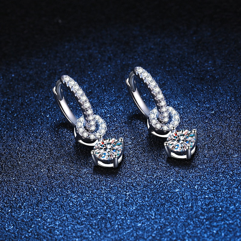 Boucles d'oreilles pendantes en moissanite véritable