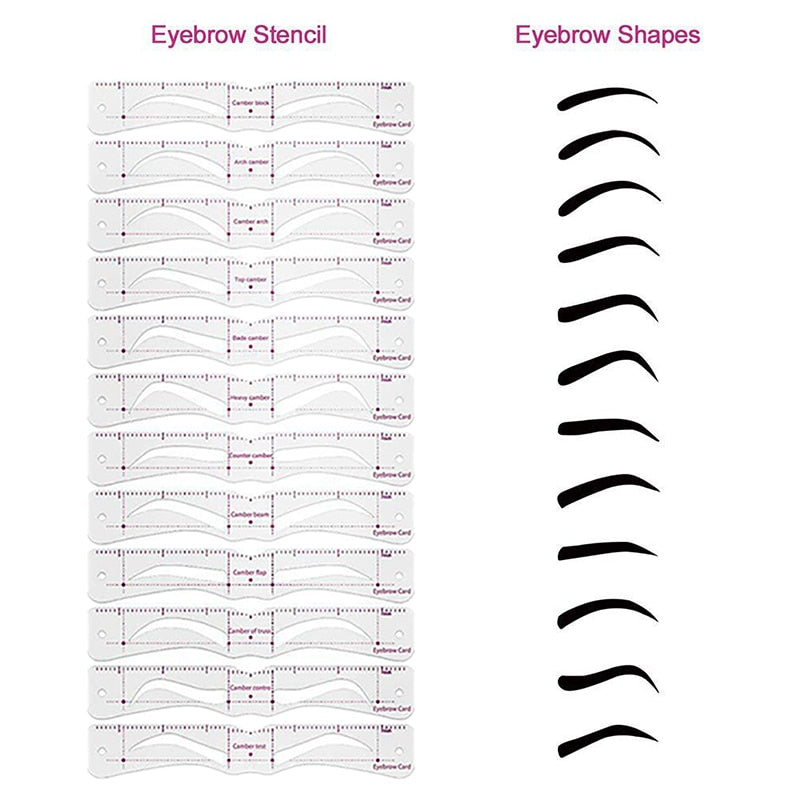 Ensemble de pochoirs à sourcils DIY réutilisables, 12 styles